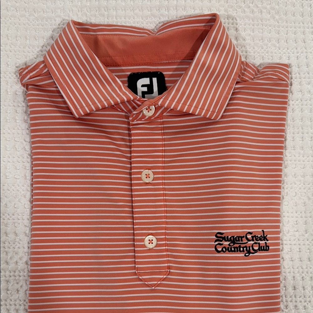 FootJoy Orange and White Polo Shirt Classic Striped Design